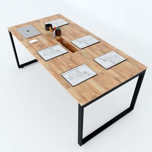 Modern Minimalist <b>Office</b> Conference <b>Table</b> 180x90cm Steel Legs Assembled - Product Image 1