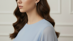 ต่างหูแบบห่วงสำหรับผู้หญิง ทอง 14K ประดับเพชรธรรมชาติ - Product Image 5