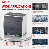 Alimentation électrique à découpage WEHO 480W 24V 20A, mode rail DIN, alimentation industrielle SMPS, 220V AC 24V DC, DR-480-24
