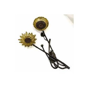 Ensemble de cuillères de service de bar à salade en acier inoxydable couleur moutarde avec manche en métal noir - Product Image 1