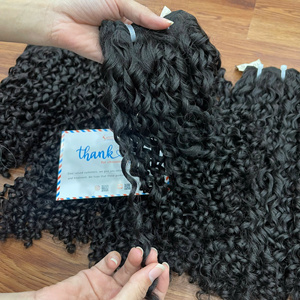 ¡ALTA CALIDAD SUPERIOR! 100% Extensiones de cabello humano de trama vietnamita Cabello crudo Extensiones de cabello de trama rizada doble Pixie - Product Image 3