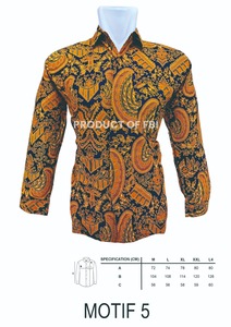 Camisa Batik de manga larga Premium para hombre Estilo casual clásico con motivo estampado 100% algodón Inspirado en Indonesia - Product Image 2