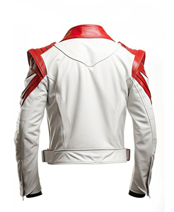 White Red Genuine <b>Sheepskin</b> Shirt Collar Zip-Up Belted Stylish Streetwear High Street Waterproof <b>Men's</b> Custom Latest <b>Jacket</b> - Product Image 2