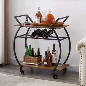 Classic Stainless Steel <b>Trolley</b> bar Cart for Home Catering Hotel Restaurant Kitchen Food <b>Serving</b> <b>Trolley</b> Wine & Glasses Holders - Product Image 2