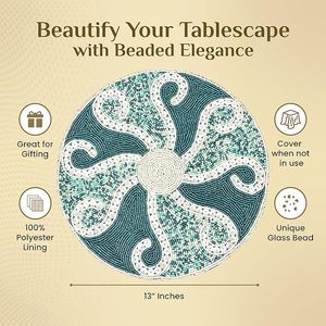 Mantel Individual con cuentas hecho a mano para decoración de mesa de hotel y restaurante Royal Look para regalos, disponible para compra individual o a granel - Product Image 3