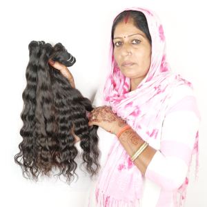 Natural 100% Unprocessed Virgin Human Hair Extensions Cheap <b>Wavy</b> Young Woman Cuticle Aligned Indian Temple <b>Wigs</b> - Product Image 3