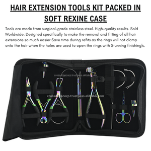Kit d'outils d'extension de cheveux en acier inoxydable Microbeads Trame Pressing & Tape in Remover Plier C Type Coudre dans les aiguilles Peigne de séparation - Product Image 5