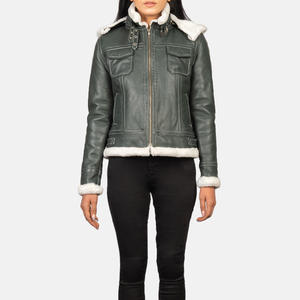 Chaqueta Vaquera con Capucha de Cuero Verde Fiona de Alta Calidad, Ropa Exterior Abrigada, Talla Grande, con Peluche, para Mujer, Otoño, Impermeable y Transpirable - Product Image 6