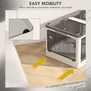 HOMCOM Contenedor de almacenamiento de PP plegable apilable de 69L con tapa, 5 aberturas y ruedas, color blanco - Product Image 6