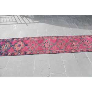 2.4x12.7 ft Turkish Rug, <b>Runner</b> Vintage Rug, <b>Red</b> Moroccan Rug - Product Image 3