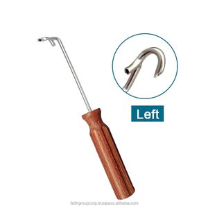 Stainless Steel Wire <b>Guide</b> Threading Hook Hollow Threader Wooden Handle 255mm Left Right Veterinary Orthopedic Instrument - Product Image 5