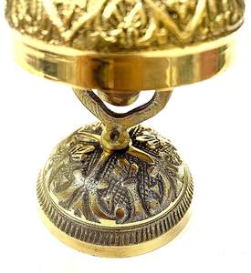 Nautical gifts marine wooden ship <b>wheel</b> base metal brass antique finished desk <b>table</b> bell office decoration - Product Image 2