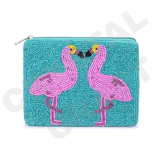 Pink and Green Design Customized Seed <b>Beaded</b> Coin Pouch Wallet Beautiful Coin Purse with Fashionable Accessory Features - Product Image 2