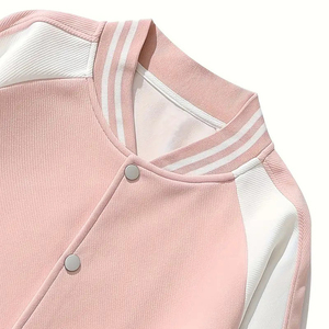 Dernière mode de veste universitaire rose de haute qualité pour femmes vêtements de rue élégants hiver extérieur décontracté bouton décoration en gros - Product Image 3