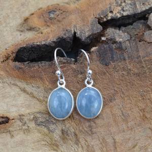 Pendientes de gota de Aguamarina en plata de ley 925 chapada en oro forma ovalada bisel de piedras preciosas ajuste regalo de joyería de boda - Product Image 2