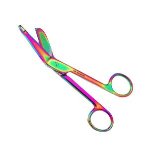 Instrumentos quirúrgicos de un solo uso de 14cm, mini tijeras de gasa personalizadas de acero inoxidable, vendaje de primeros auxilios de grado, utilidad multicolor - Product Image 1