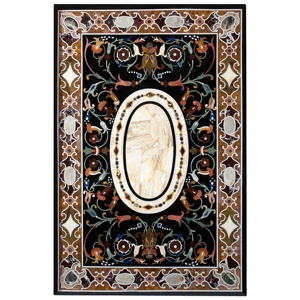 Cubierta de Mesa de Comedor con Incrustaciones de Mármol Pietra Dura para Oficina o Hogar, Elegante Juego de Muebles para Comedor, Diseño Moderno - Product Image 1