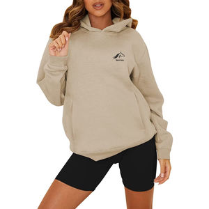 Sweat-shirt d'entraînement de sport personnalisé pour femmes, ensemble de sweat à capuche deux pièces de couleur unie, survêtement en coton doux à capuche avec logo à l'avant pour l'hiver - Product Image 6