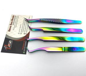 Custom Eyelash Extension <b>Tweezers</b> Rainbow Multi-Plasma Solid Japanese Stainless Steel Fiber Tip Volume Type Beauty Tool - Product Image 3