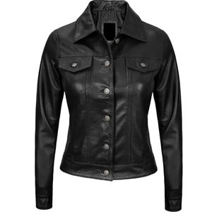 Chaqueta de Piloto de Punto Transpirable con Cremallera Delantera de Cuero Genuino para Mujer con Características Ecológicas y Resistentes al Viento - Product Image 3