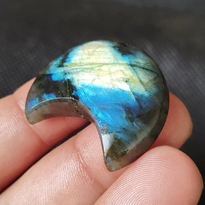 UDGEMS, labradorita natural, cabujón de media luna, forma de media luna, piedra preciosa verde y azul para la fabricación de joyas, proveedor mayorista - Product Image 2