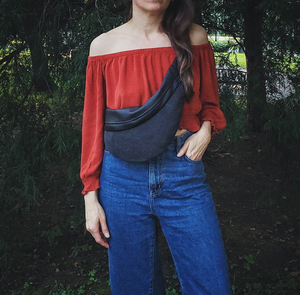 Riñonera de lona Sling Bag Cuero ecológico Vegan Vintage Cierre de cremallera Cintura de alta calidad - Product Image 3