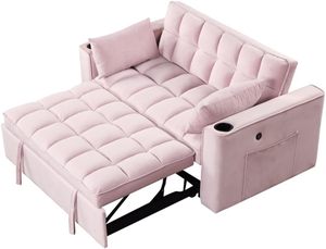 Canapé-lit 4-en-1 en tissu confortable de 55.3 pouces avec porte-gobelet et port USB polyvalent pour les chambres, le salon ou les appartements - Product Image 4