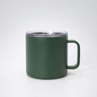 Mug à café isotherme personnalisé de 14 oz avec poignée et couvercle, tasse de voyage en acier inoxydable à double paroi sous vide, pour boissons chaudes et froides, anti-fuite