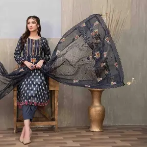 Vente en gros de vêtements pour femmes indiennes et pakistanaises, ensemble de 3 pièces, Anarkali Salwar Kameez de luxe en tissu lawn, vêtements décontractés, ODM - Product Image 6