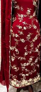 Costumes brodés à la main non cousus de créateur moderne pour femmes Fêtes de style traditionnel indien tendance - Product Image 4