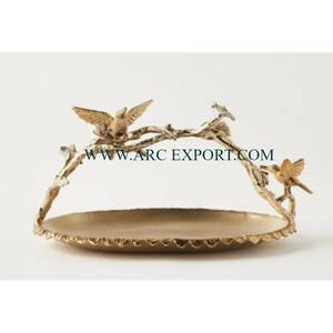 Plat de service jetable plaqué or antique, écologique, avec poignée métallique, pour cadeaux de mariage, décoration de table à manger, bol à nourriture et snacks, Inde - Product Image 1