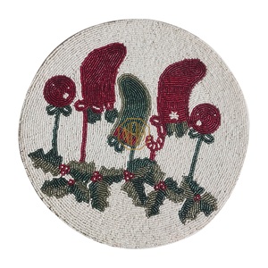 Beaded <b>Placemats</b> Embroidered Cotton <b>Round</b> Decor Mat for Dining Factory Export Handmade Craft Bulk Wholesale Supplier Tableware - Product Image 1