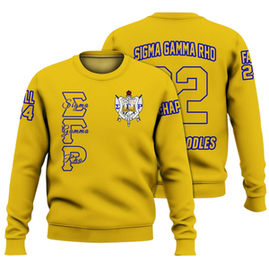 Sudadera con Cuello Redondo Azul y Dorado de la Hermandad Sigma Gamma Rho 1922, Ropa Griega, Sudadera de Forro Polar Premium, Estilo de Regalo de Invierno para Mujer - Product Image 1