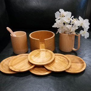 Tasse à boire en bambou avec sous-verre Design de luxe simple fabriqué au Vietnam Fabricant personnalisé - Product Image 1