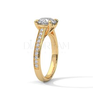 Joyería de moda de fábrica, diseño Simple clásico, Original, 14KT, oro amarillo sólido, corte redondo, anillo de bodas de diamantes cultivados en laboratorio para mujer - Product Image 4