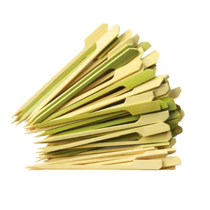 Eco-Friendly Green Skin Bamboo Gun Skewers - Paddle Flag BBQ Wood Sticks Wholesale - Product Image 1