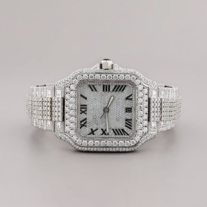 Reloj de lujo con diamantes para hombre, cristal de zafiro, banda de acero inoxidable, movimiento de cuarzo, perfecto para eventos formales - Product Image 1