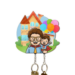 Mignon Chibi gravé Durable en bois porte-clés organisateur clés taille sur mesure Unique décoration murale significative pendaison de crémaillère mariage - Product Image 6