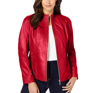 Streetwear rouge véritable PU cuir manteaux et vestes pour femmes Y2K automne printemps dames vêtements d'extérieur mode femmes vestes - Product Image 2