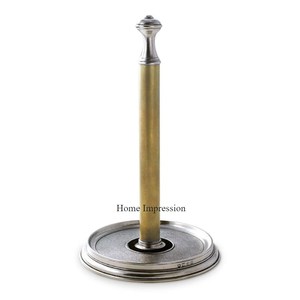 Base et dessus de designer unique poli brillant en acier inoxydable argenté avec support en métal couleur or pour porte-serviettes en papier - Product Image 1