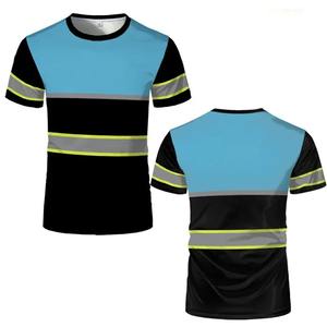 Combinaison de travail simple à rayures, décontractée, à manches courtes, col rond, en polyester, pour homme - Product Image 5