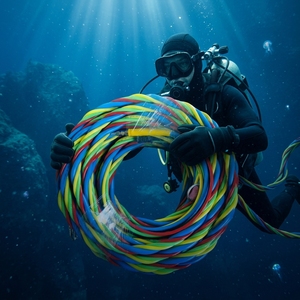 Câble ombilical de plongée 3-en-1 spécial avec <span class=keywords><strong>tuyau</strong></span> d'air résistant à la pression sous-marine et transmission vidéo de communication par signal - Product Image 3