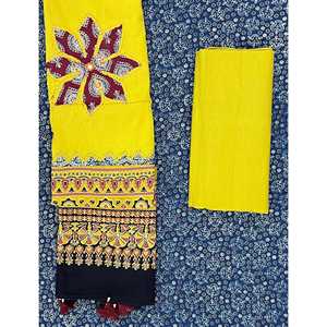 Conjunto de traje de seda sin coser con estampado a mano y diseño de bloques, ideal para fiestas étnicas, que incluye un salwar kameez y dupatta con trabajo artístico hecho a mano. - Product Image 1