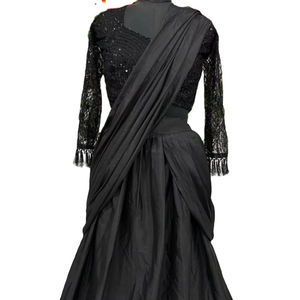 Lehenga Saree en Soie Prêt-à-Porter de Qualité Supérieure, Couleur Personnalisée, avec Motif de Manches Fantaisie et Pièce de Blouse, pour Adultes, Idéal pour Mariages et Fêtes - Product Image 1