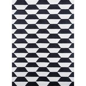 Tapis en laine et viscose à motifs géométriques gris et noir, tissé à la main, pour la maison Tnq-3242 - Product Image 1