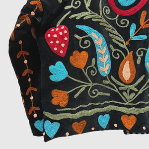 Chaqueta con Cuello Mao y Patrón Geométrico Bordado a Mano, Manga Larga, Estilo Blusón de Terciopelo para Adultos, Ropa de Otoño - Product Image 3