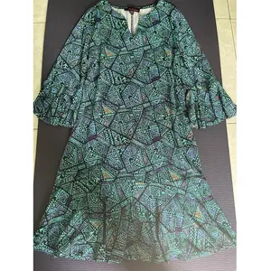 Natural Waistline Casual Dresses Floral Print DOT Pattern Flower Knitted Short Sleeve Rayon Dress for Kids