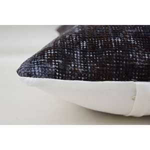 Black Wool Kantha Patchwork <b>Bolster</b> <b>Pillow</b> 12x20 Inches Woven Vintage Embroidered Print Oriental Style Soft Decorative Non-Slip - Product Image 4