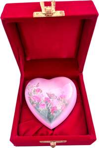 Urnas para cenizas humanas Recuerdo Cremación de latón macizo para mujeres y mujeres con diseño en forma de corazón rosa y caja de terciopelo (rojo) - Product Image 3
