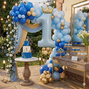 Globo de Aluminio con Forma de Número 1 Azul con Corona, 57x124 cm, para Fiestas de Cumpleaños, Graduación, Año Nuevo Chino y Otros Eventos, Apto para Helio - Product Image 4
